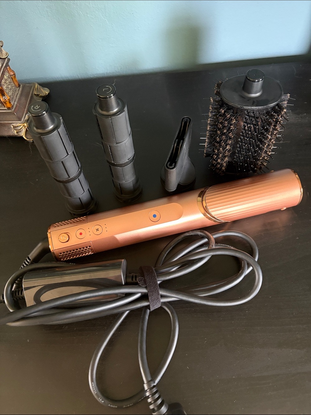 Corded Rose Gold Multi-Tool Hair Styler with Interchangeable Attachments